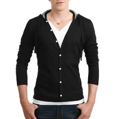 Men Button Design Front Long Sleeve Camiseta Plus Size Xxl Men Casual Tshirt Slim T Shirt Tees / Tops 1