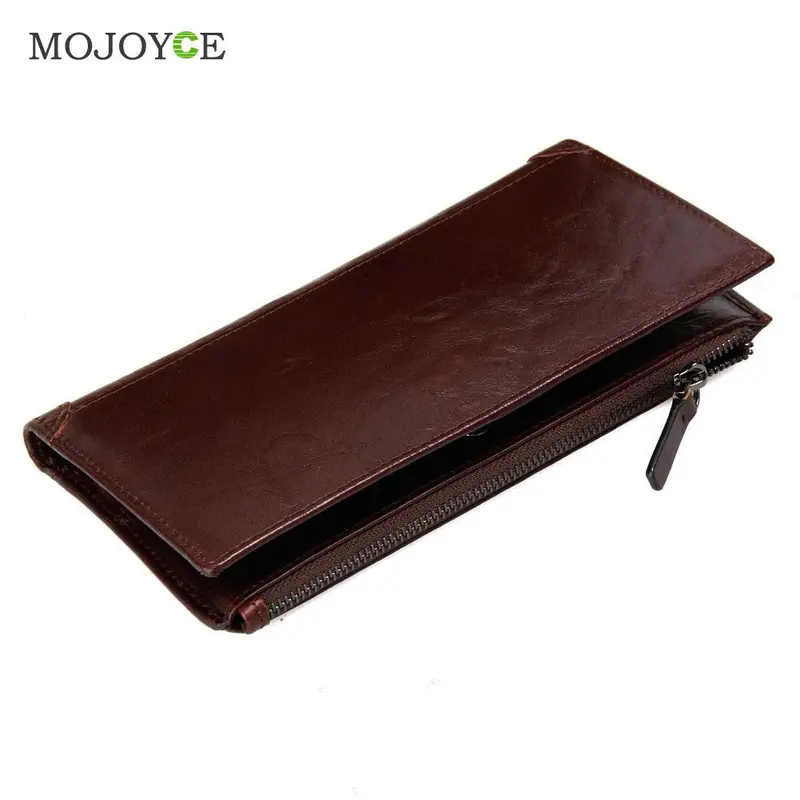 Men Genuine Leather Long Fasion Zipper Wallet Credit Card Purse 1