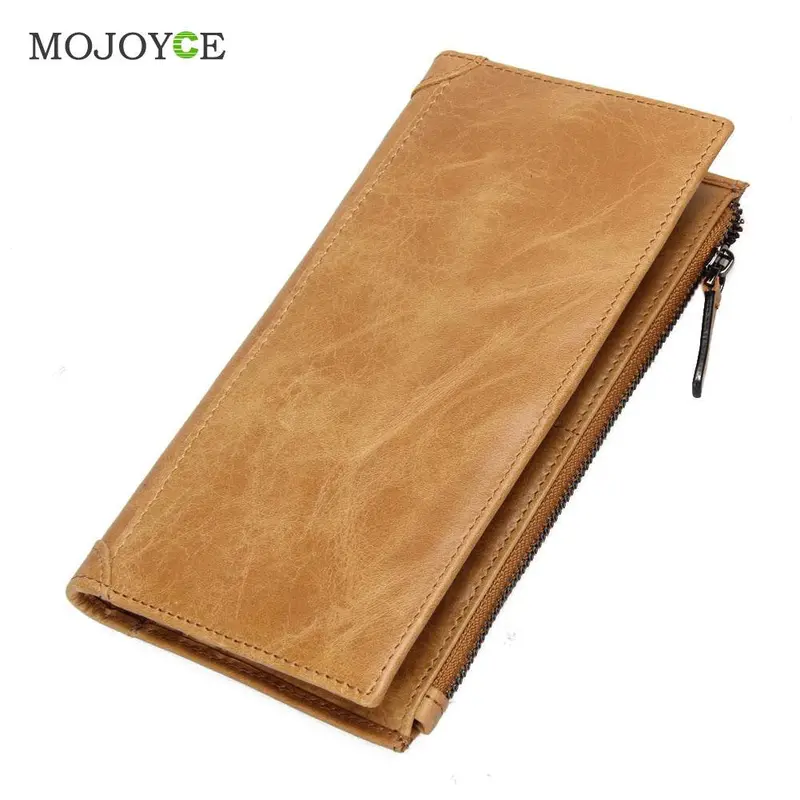 Men Genuine Leather Long Fasion Zipper Wallet Credit Card Purse 4