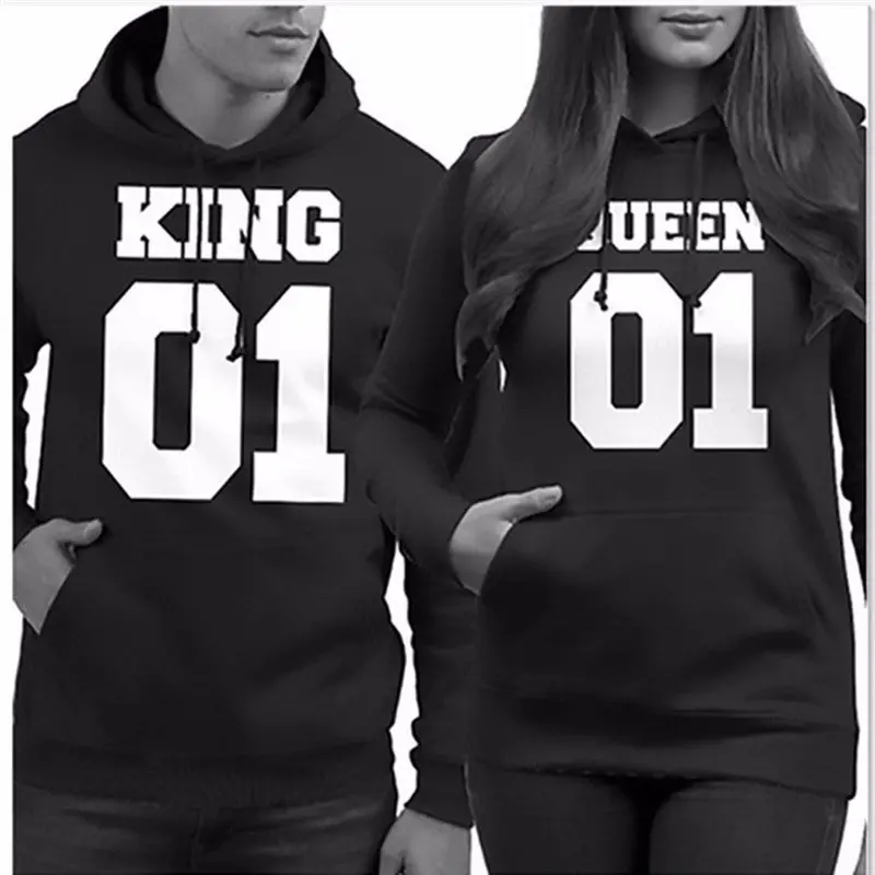 Men Hoodies King 01 Letter Print Long Sleeve Hooded Top Hip Hop Blouse Couple Shirt Feida 2