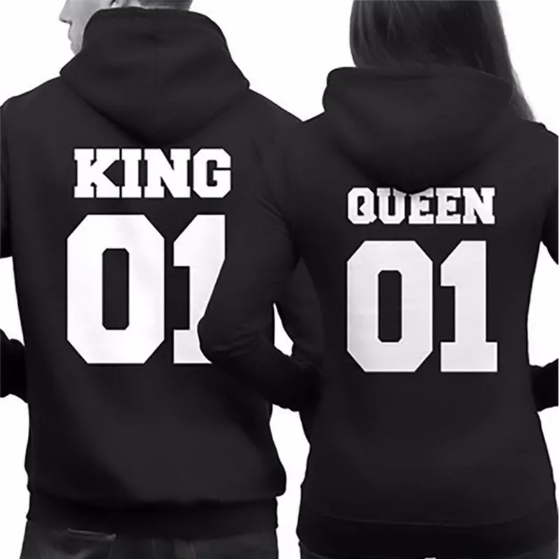 Men Hoodies King 01 Letter Print Long Sleeve Hooded Top Hip Hop Blouse Couple Shirt Feida 3