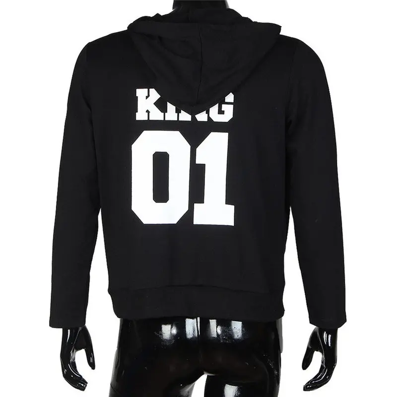 Men Hoodies King 01 Letter Print Long Sleeve Hooded Top Hip Hop Blouse Couple Shirt Feida 4