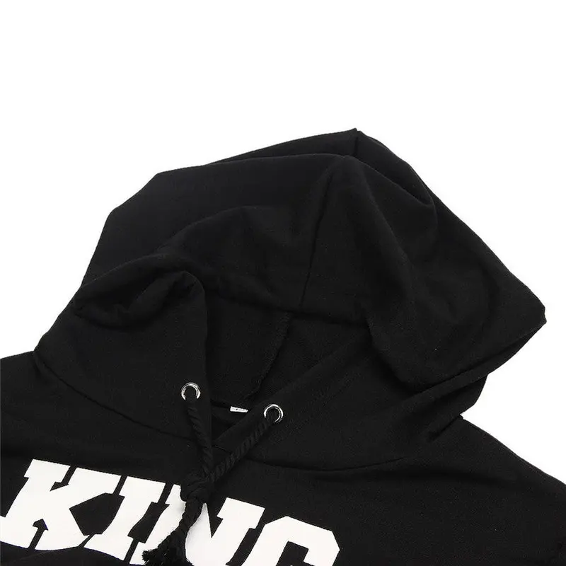 Men Hoodies King 01 Letter Print Long Sleeve Hooded Top Hip Hop Blouse Couple Shirt Feida 5