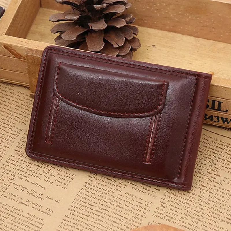 Men Leather Card Cash Receipt Holder Organizer Bifold Wallet Purse Coin Purse Pouch Id Card Dollar Package 2