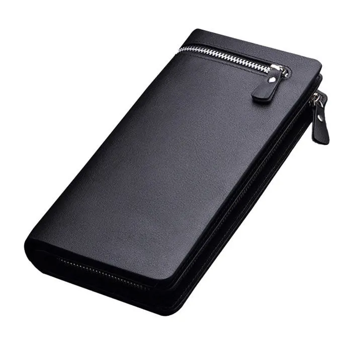 Men Leather Wallet Business Style Men's Long Wallet Zipper Wallet Clutch Man Boys Purse Gifts 1