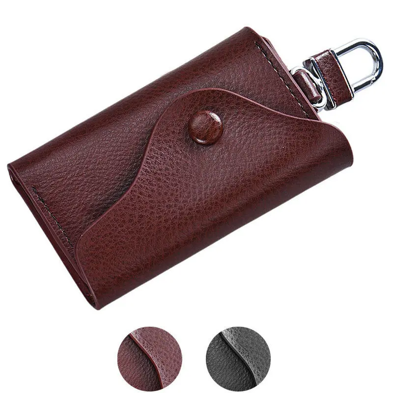 Men Leather Wallet Car Key Chain Holder 6 Ring Pouch Case Luxury Key Wallets Gifts 1