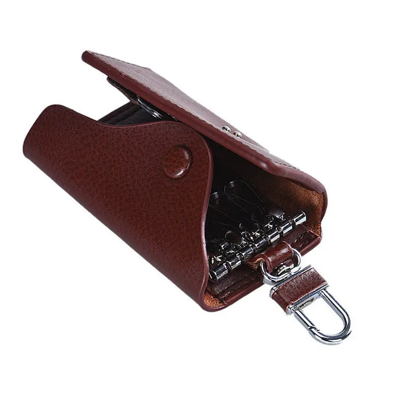 Men Leather Wallet Car Key Chain Holder 6 Ring Pouch Case Luxury Key Wallets Gifts 2