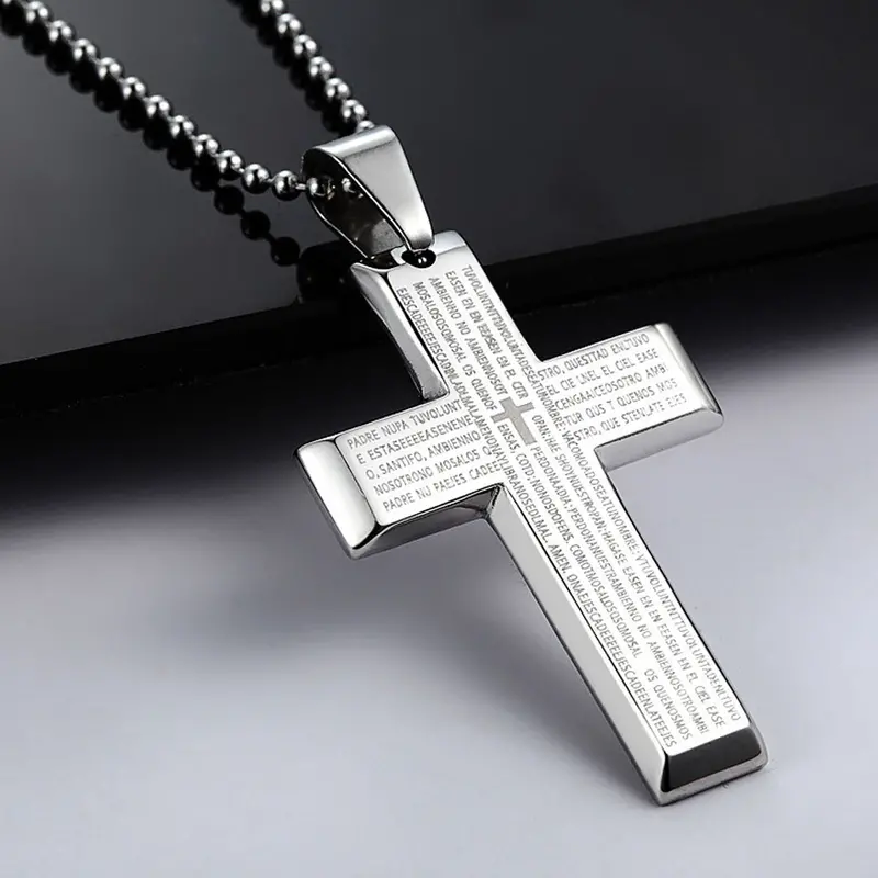 Men Necklace Stainless Steel Cross Pendant Silver Necklace Gift Sale Men Jewelry Feida 1