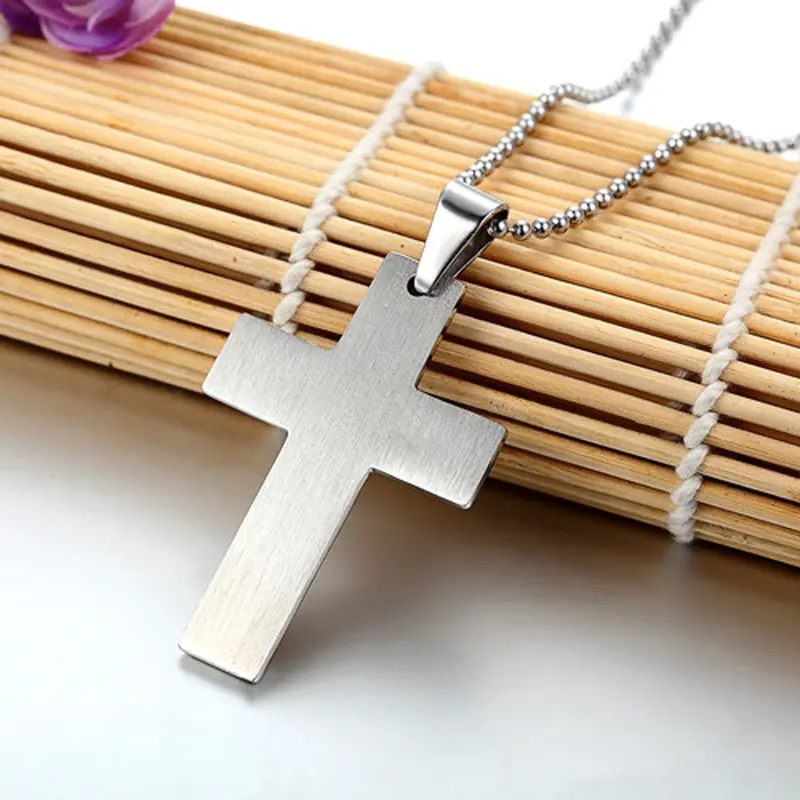 Men Necklace Stainless Steel Cross Pendant Silver Necklace Gift Sale Men Jewelry Feida 2