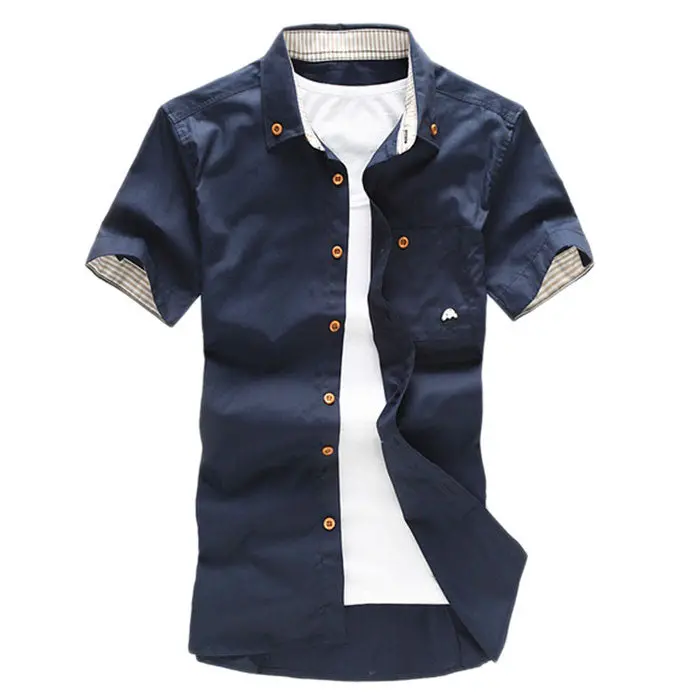 Men Shirt Casual Small Mushroom Embroidery Men Shirts 4