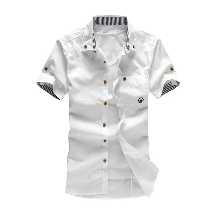 Men Shirt Casual Small Mushroom Embroidery Men Shirts 5
