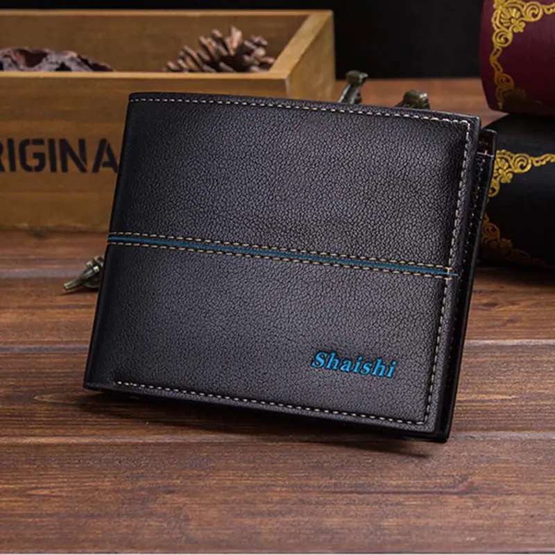 Men Short Wallets Balck Brown Bifold Wallet Mens Leather Card Holder Coins Wallet Design Purses Pockets 1