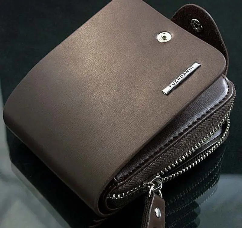 Men Short Wallets Coffee Bifold Wallet Mens Leather Card Holder Coins With Zipper Wallet Purses Pockets Gifts 1