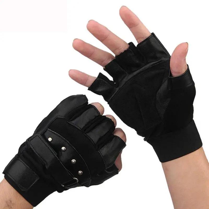Men Soft Leather Driving Motorcycle Biker Outdoor Fingerless Gloves Special Forces Tactical Gloves 1