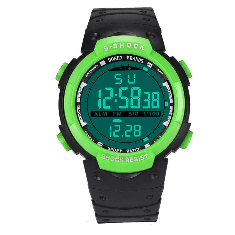 Men Sport Watch Led Digital Date Military Sport Rubber Quartz Watch Alarm Waterproof Wristwatches Feida 3