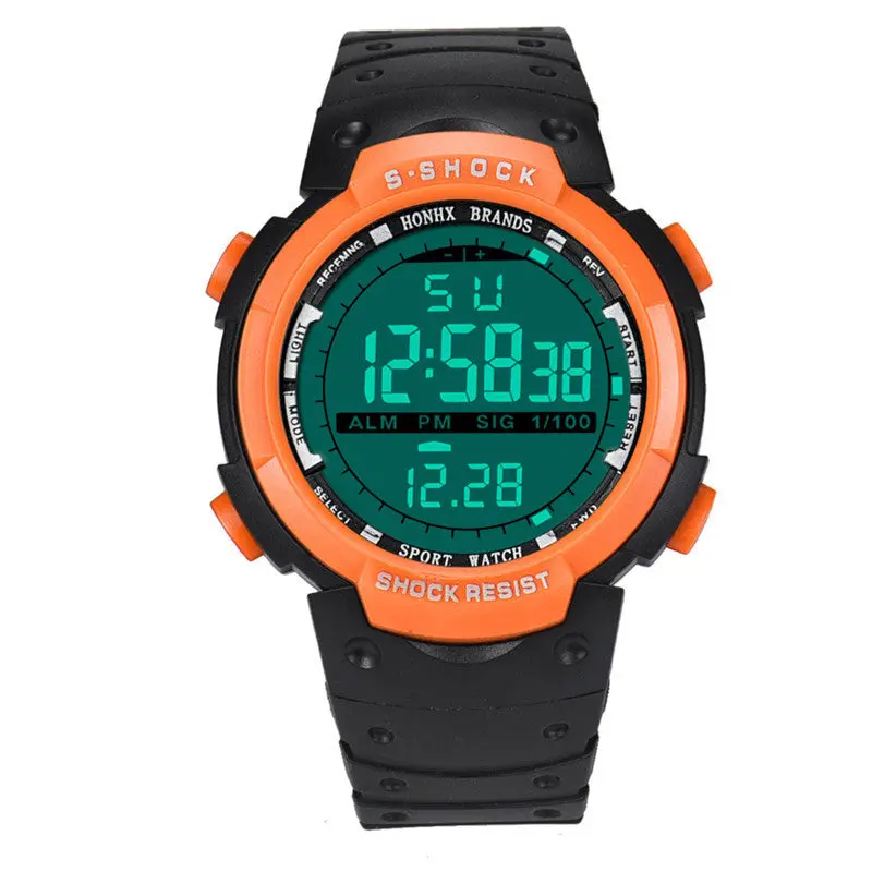 Men Sport Watch Led Digital Date Military Sport Rubber Quartz Watch Alarm Waterproof Wristwatches Feida 4