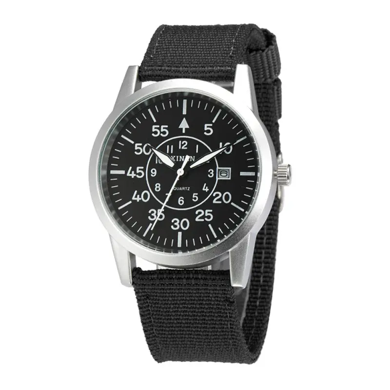 Men Stainless Steel Military Sport Date Analog Quartz Army Style Wrist Watch 1