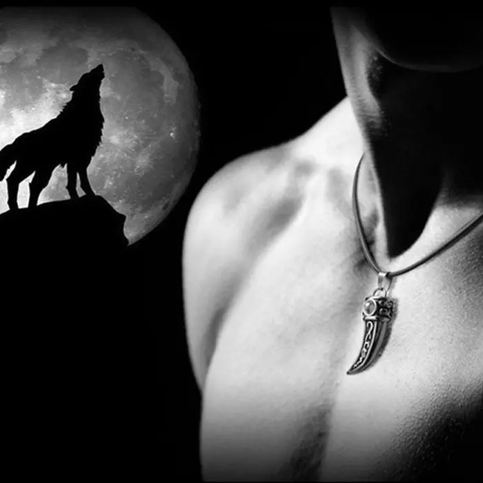 Men Stainless Steel Titanium Wolf Tooth Pendant Necklace Gifts Whale Room 1