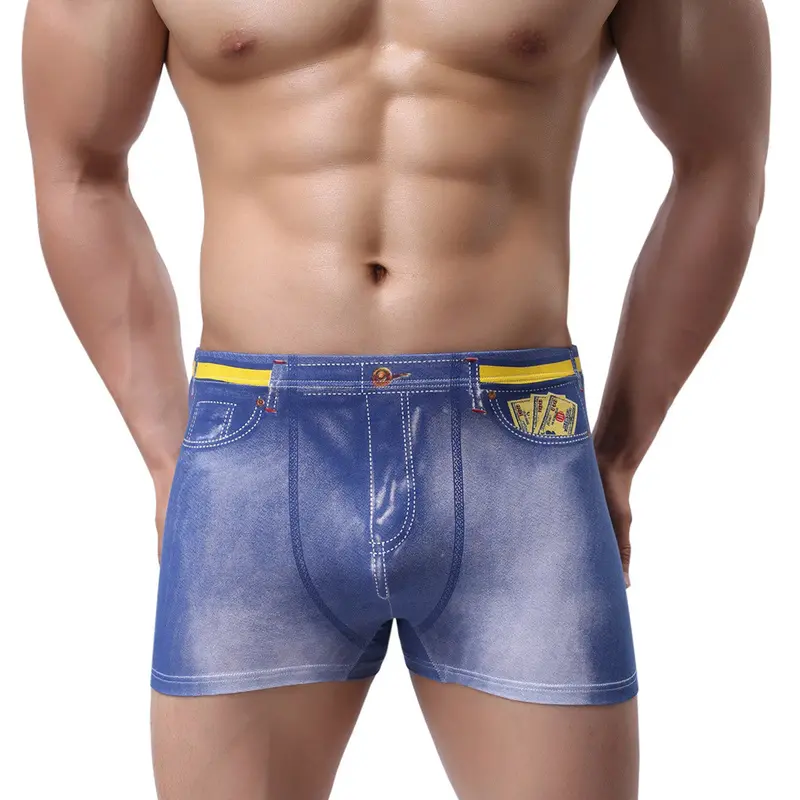 Men Underwear Handmade Bandhnu Cowboy Theme Cotton Boxer Shorts Printed Denim Boxers Underwear 2