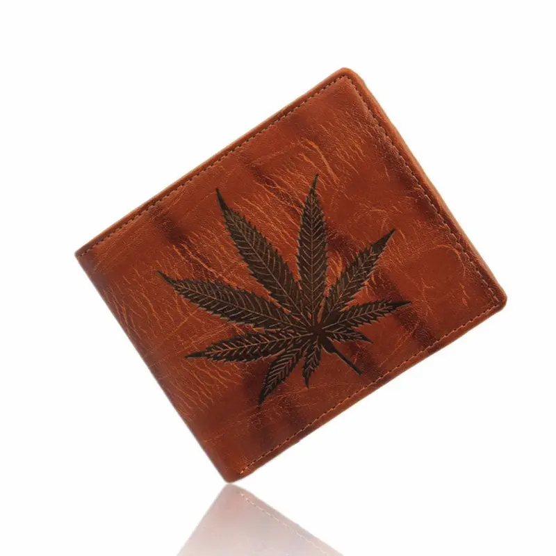 Men Wallet Pu Leather Leaf Pattern Card Cash Receipt Holder Organizer Bifold Bolso Masculino 1