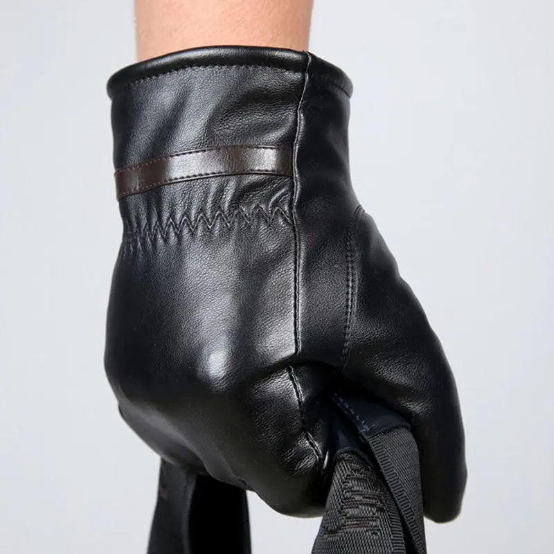 Men Warm Gloves Cashmere Leather Gloves Driving Waterproof Mitten Casual Outdoor Gloves & Mittens 1