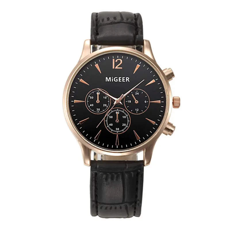 Men Watcehs Top Luxury Military Army Business Clock Faux Leather Analog Watch Relogio Masculino 1