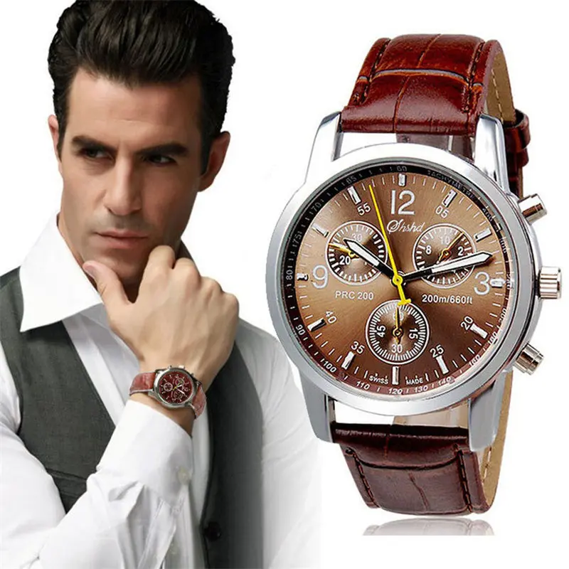 Men Watch, Luxury Crocodile Faux Leather Mens Wrist Watch Bussiness Reloj Hombre Fast Shipping Feida 1