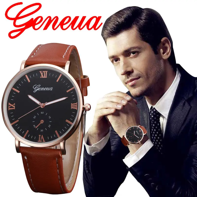 Men Watch Luxury Retro Design Leather Band Analog Alloy Quartz Wrist Watch Man Casual Relogio Masculino Feida 1