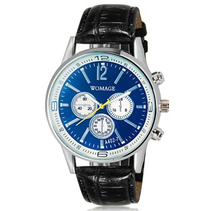 Men Watch Top Luxury Military Army Business Pu Leather Blue Ray Glass Clock Analog Watch Relogio Masculino 2