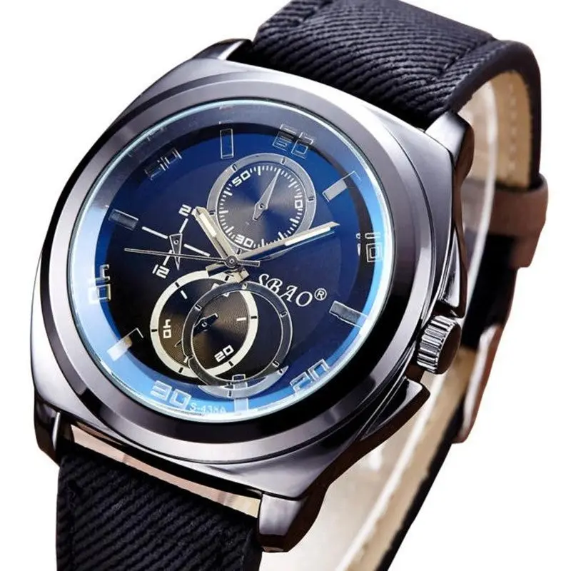 Men Watch Top Luxury Military Army Watches Pu Leather Band Quartz Wristwatch Relogio Masculino 2