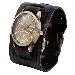 Men Watch Top Luxury Style Retro Punk Rock Brown Big Wide Pu Leather Cuff Military Clock Relogio Masculino 1