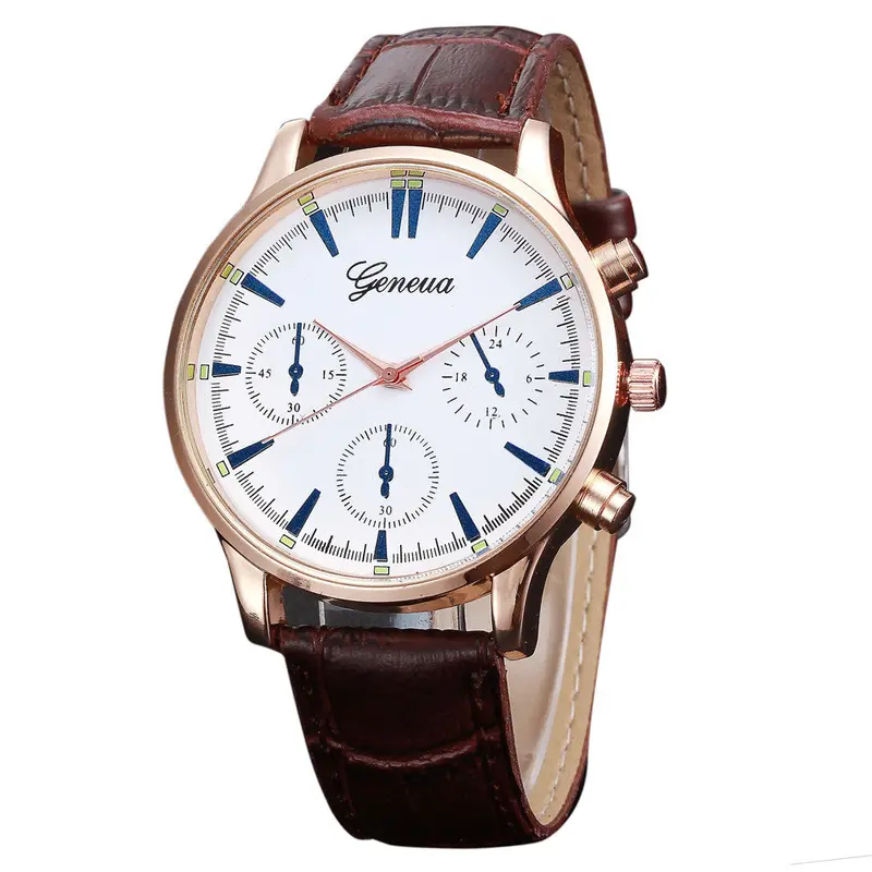 Men Watches Geneva Top Luxury Retro Design Pu Leather Band Clock Analog Quartz Watch Relogio Masculino 2