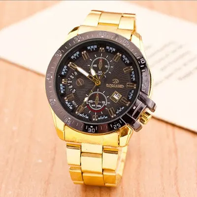 Men Watches Gold Top Luxury Military Army Stainless Steel Band Analog Quartz Watch Relogio Masculino 1