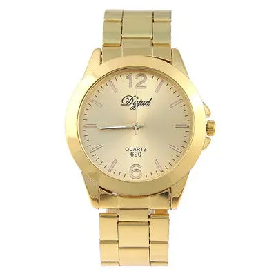 Men Watches Military Army Top Luxury Classic Stainless Steel Band Gold Wrist Watch Relogio Masculino 1
