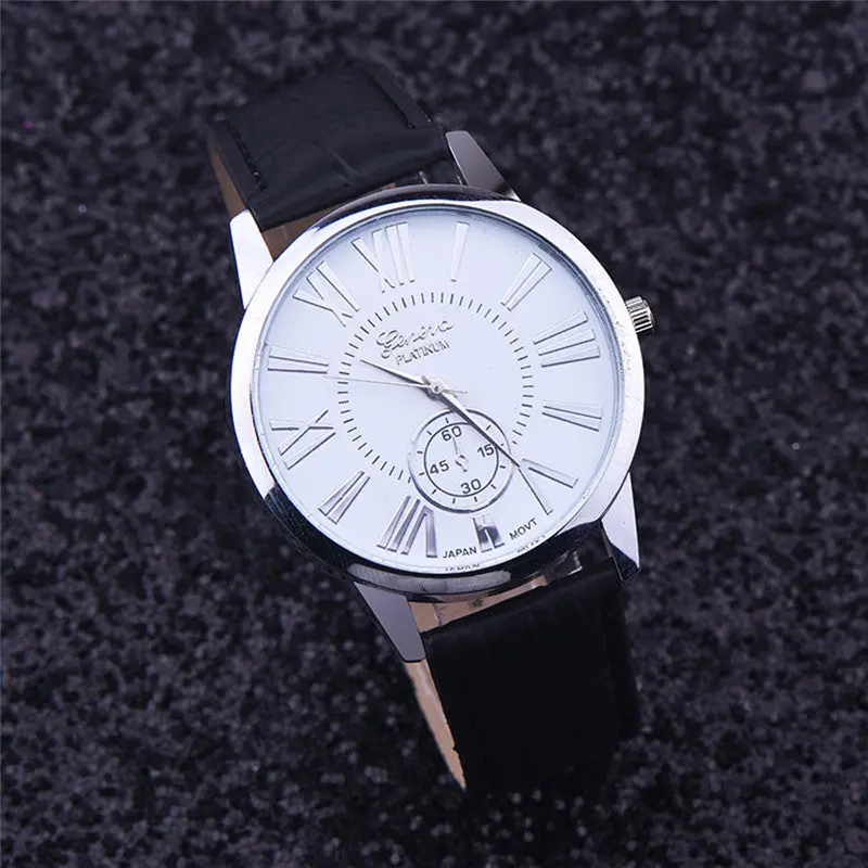 Men Watches Popular Business Rome Digital Leather Band Analog Dial Quartz Watch Sale Wristwatch 1