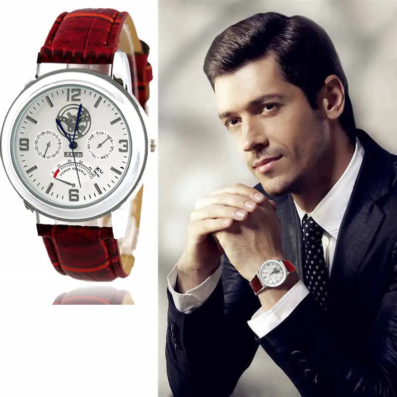 Men Watches Relogio Masculino Hombre Analog Quartz Movement Men Business Leather Strap Calendar Watch Feida 1