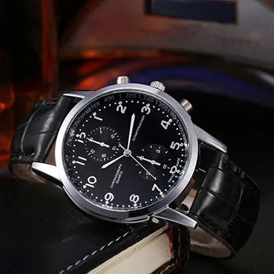 Men Watches Top Luxury Military Army Pu Leather Band Dial Clock Quartz Wrist Watch Relogio Masculino 1