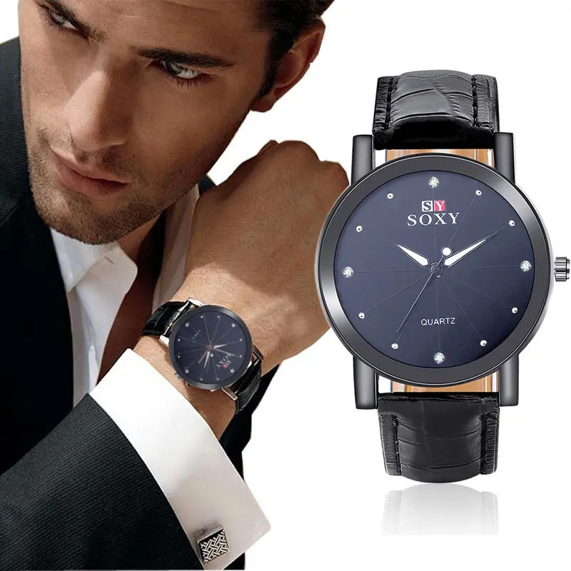 Men Watches Top Luxury Military Army Relogio Masculino Dial Pu Leather Band Business Wrist Watch 1