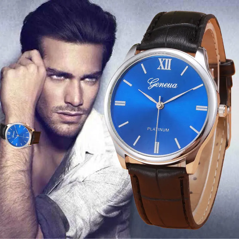 Men Watches Vintage Montre Homme Pu Leather Alloy Quartz Men Wrist Watch Relogio Masculino Mens Watches Top Luxury 1