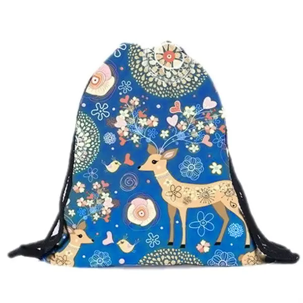 Men Women Backpack 3D Fawn Printing Polyester Backpack For Girls Drawstring Bag School Backpacks Travel Bag 1
