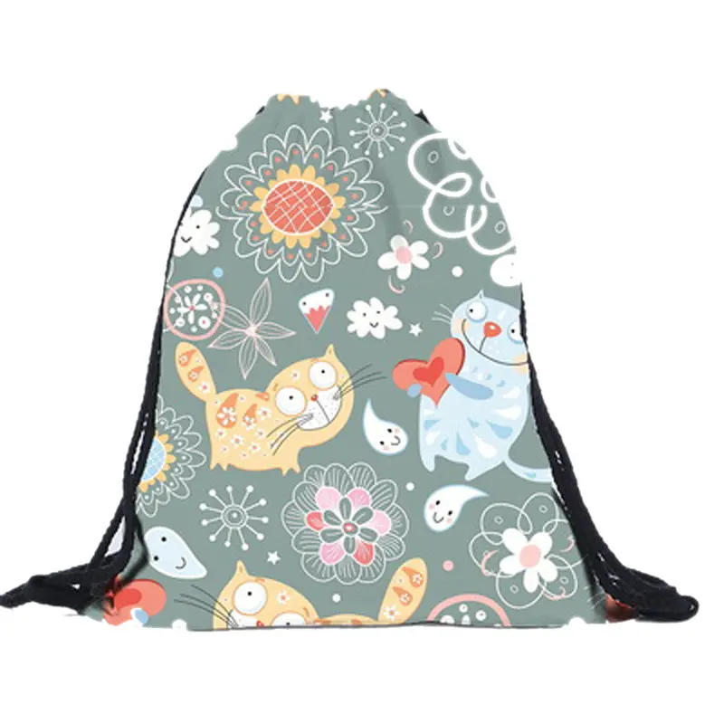 Men Women Backpack 3D Printing Backpack For Girls Boy Drawstring Cat Backpacks Travel Bags School Bag Mochila 2