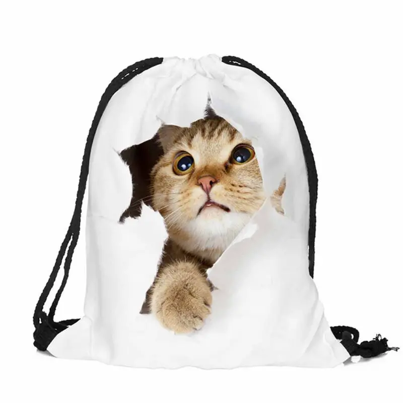 Men Women Backpack Emoji 3D Printing Cat Backpack For Girls Drawstring Bag School Backpacks Travel Bag Mulheres 2