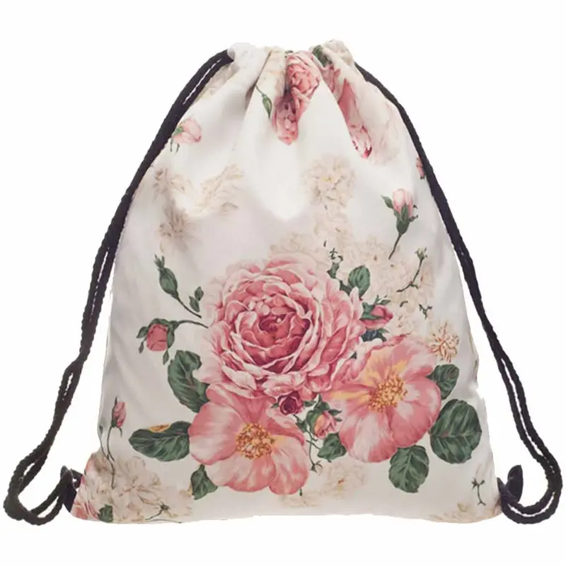Men Women Backpack Floral 3D Printing Backpack For Girls Boys Drawstring Backpacks Travel Bags School Bag Mochila 2