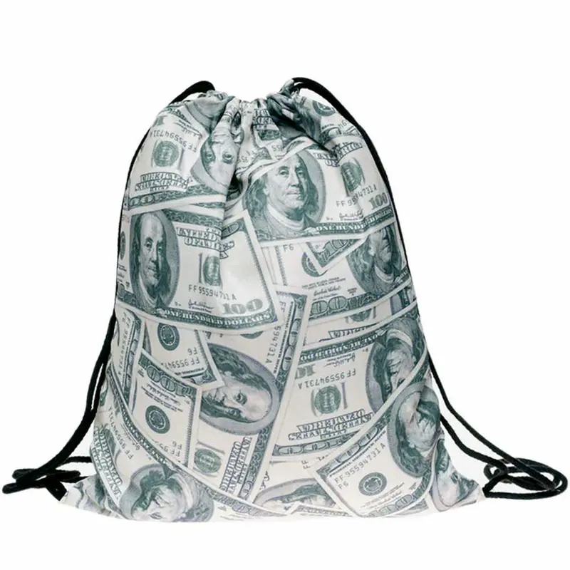 Men Women Backpack Money 3D Printing Backpack For Girls Drawstring Backpacks School Bag Travel Bags Mochila 1