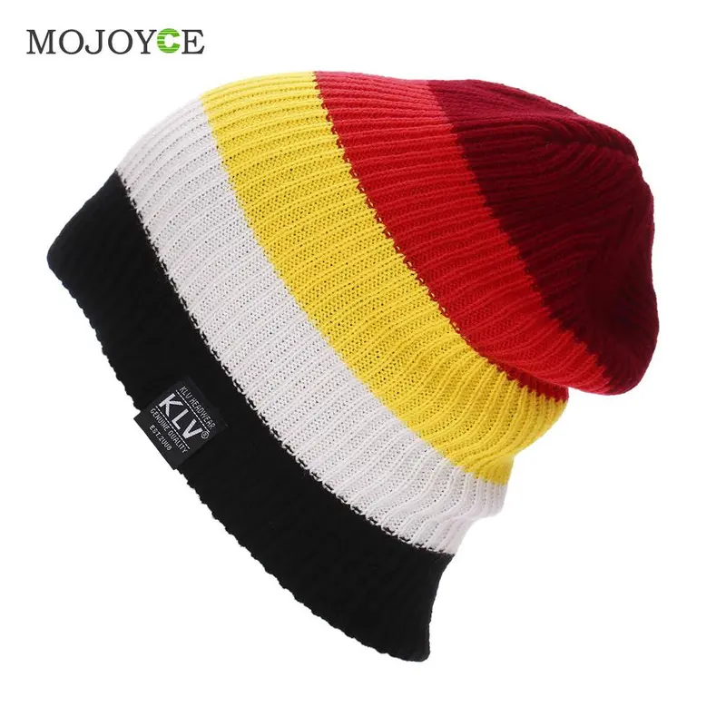 Men Women Beanies Gorros Striped Rainbow Colors Knitted Hats Hat For Women Gorro Knit Cap 1