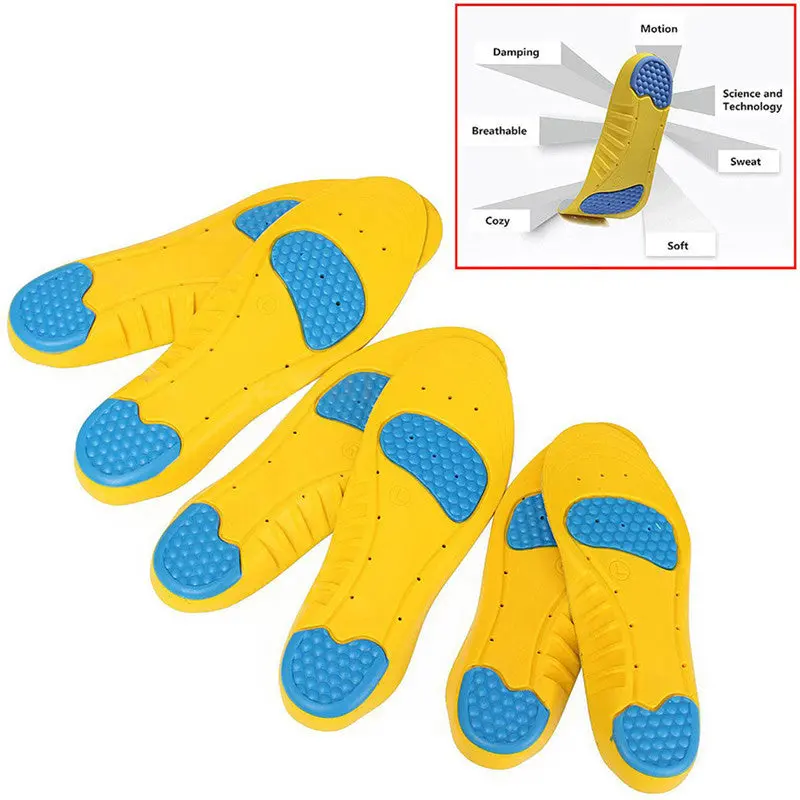 Men/Women Flat Feet Ortic Orthopedic Insoles Great Arch Support Poron Heel Cushioning Pain Relief M 1