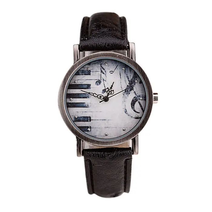 Men Women Retro Watch Notes Piano Keys Pattern Print Leather Watch Sport Casual Vintage Watch Girl Boys Hours 1