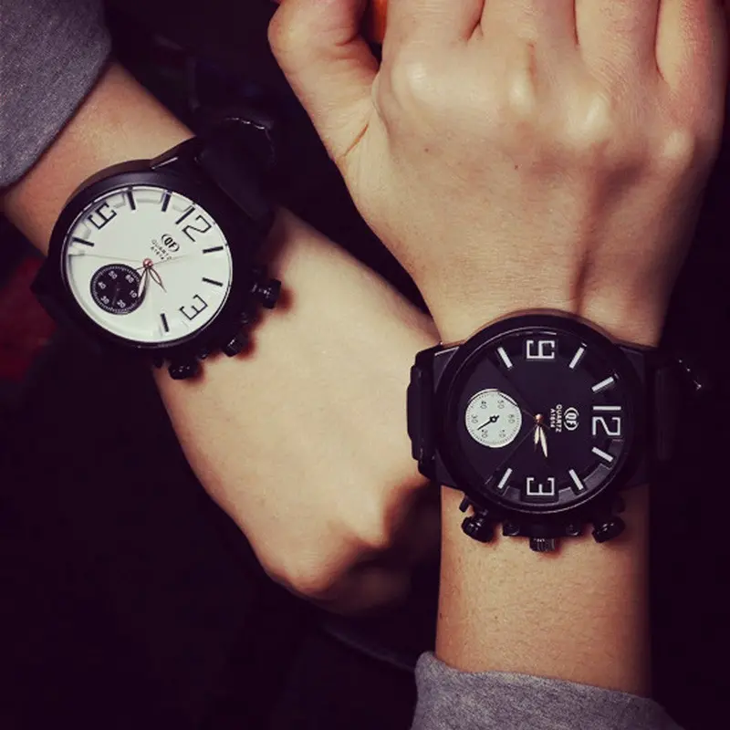 Men Women Silicone Glass Lovers Watches Relojes Mujer Ladies Quartz Analog Clock Wrist Hour 1