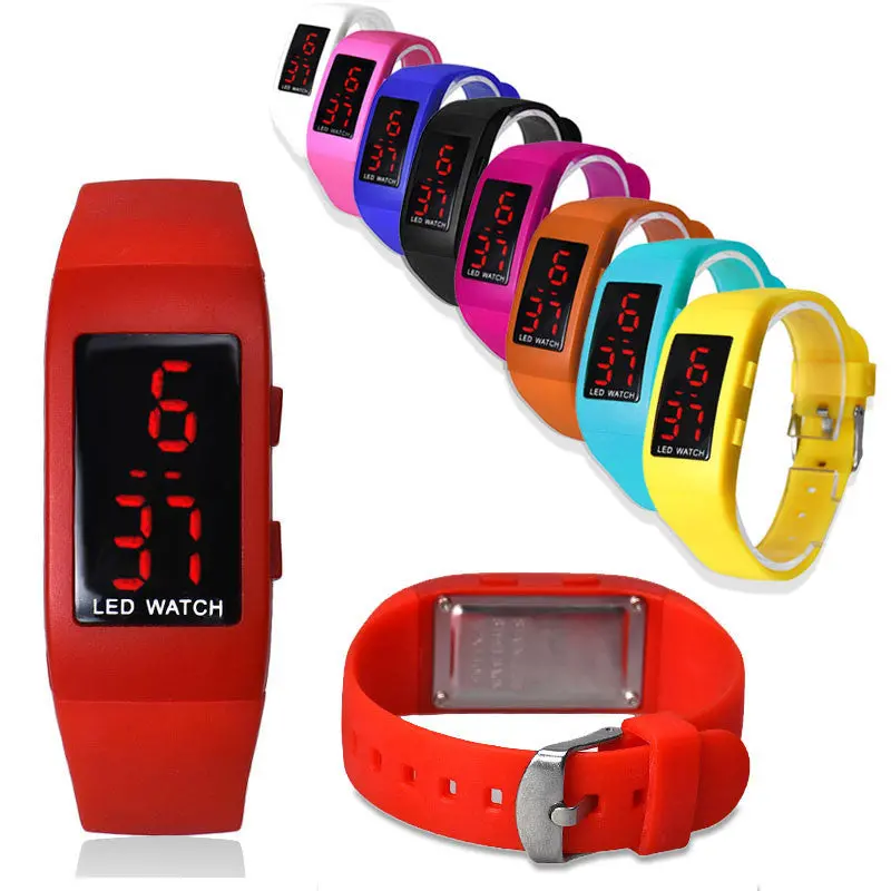 & Men Women Sports Watch Boys Digital Clocks Led Sports Wrist Watch Silicone Band Hour 9 Colors 1