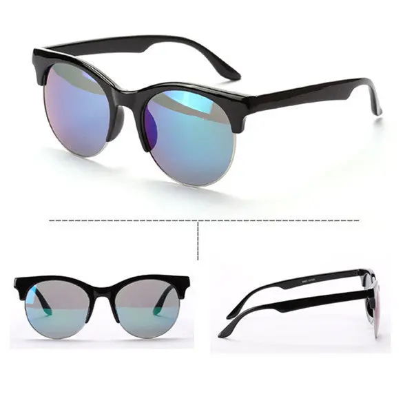 Men Women Unisex Round Sunglasses Plastic Frame Eyeglasses Half Rim Punk Brand Designer Eyewear 2
